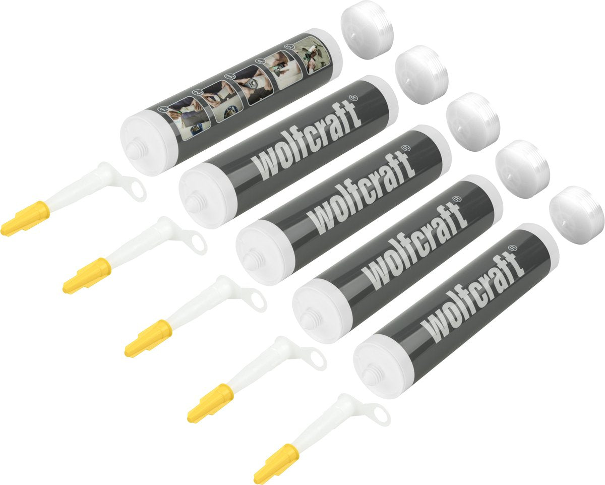 Wolfcraft – leere Kit-Röhre – 5 Stück – leeres Muster zum Verfugen von Fliesen mit Fugenmörtel – 4044100