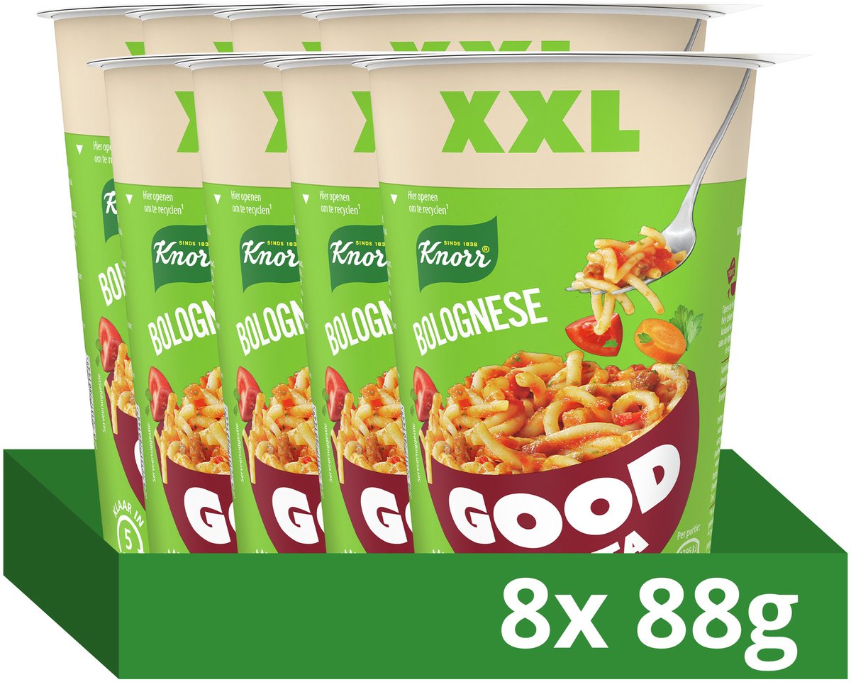 Knorr gute Nudeln – Bolognese xxl – ohne künstliche Farb- und Konservierungsstoffe – 8 x 88 g