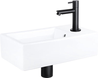 Differnz Force Brunnenset - Keramik - Hahn gerade mattschwarz - 40 x 22 x 11,5 cm