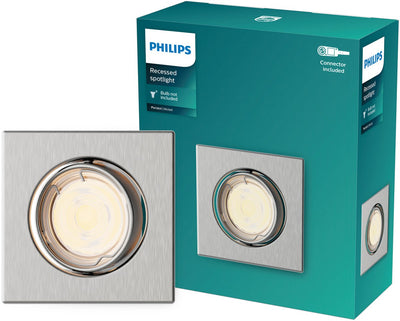 Philips LED Philips Peridot Einbaustrahler – GU10-Fassung – Nickel – quadratisch – ausrichtbarer Strahler