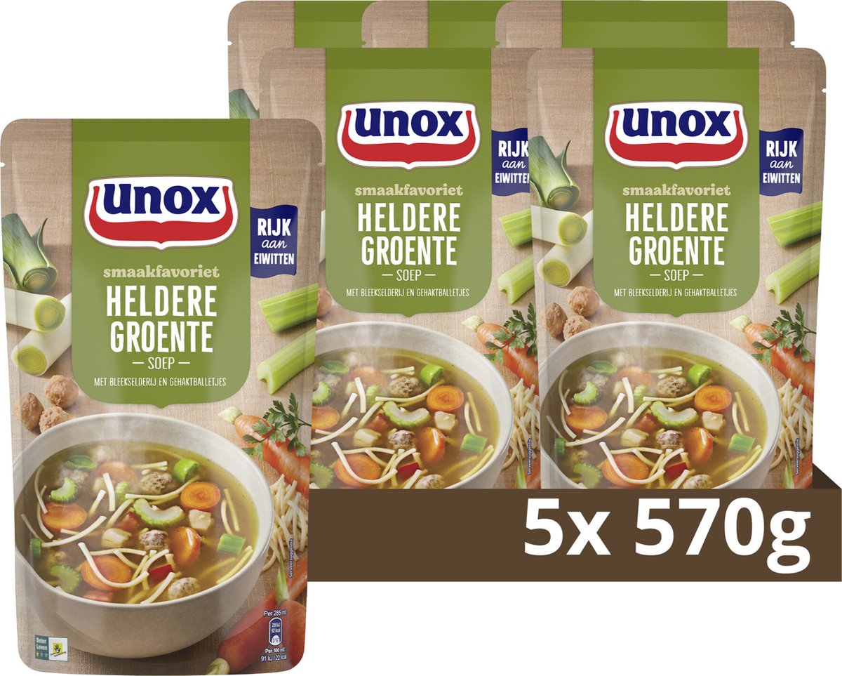 Unox – Suppe im Beutel – klare Gemüsesuppe – 5 Beutel x 570 ml