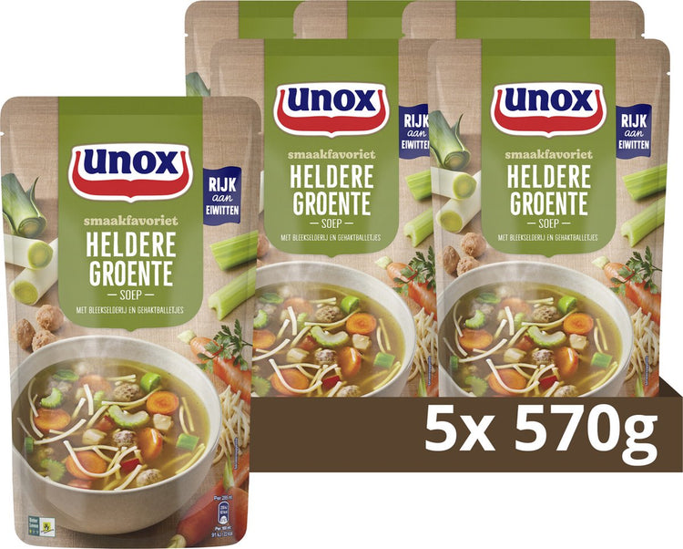 Unox – Suppe im Beutel – klare Gemüsesuppe – 5 Beutel x 570 ml