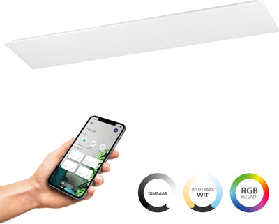 Eglo connect.z moradillo Smart LED-Panel – 119,5 x 29,5 cm – Weiß – einstellbares RGB-Weißlicht – dimmbar – ZigBee