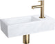 Differnz Helios-Brunnenset – 37,5 x 18,5 x 9,5 cm – rechteckig – 1 Hahnloch – gerader mattgoldener Hahn – Mineralstein-Marmor