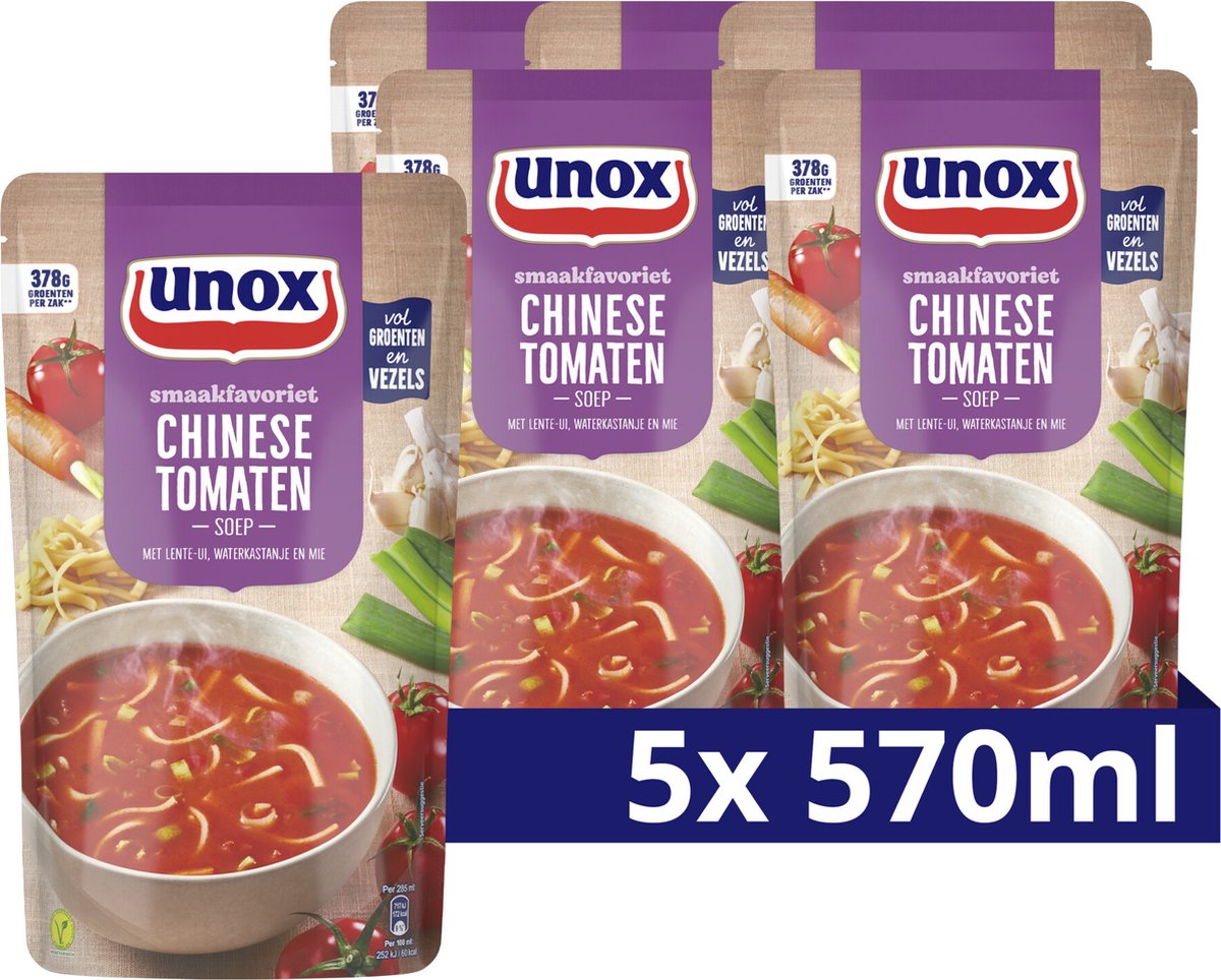 Unox - Suppe im Beutel - Chinesische Tomatensuppe - 5 Beutel x 570 ml