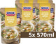 Unox – Suppe im Beutel – klare Hühnersuppe – mit zarten Hähnchenstücken, Karotten, Erbsen und Fadennudeln – 5 Beutel x 570 ml