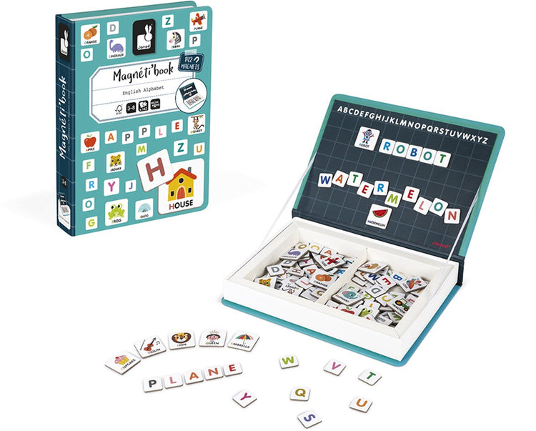 Janod - Magnetibook - Englisches Alphabet - Magnetbuch-Spielset