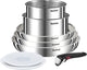 Tefal Ingenio Emotion L8968S04 – 8-teiliges Pfannenset – Bratpfannen und Töpfe aus Edelstahl – abnehmbarer Griff – hermetische Deckel – stapelbar – induktionsherdgeeignet