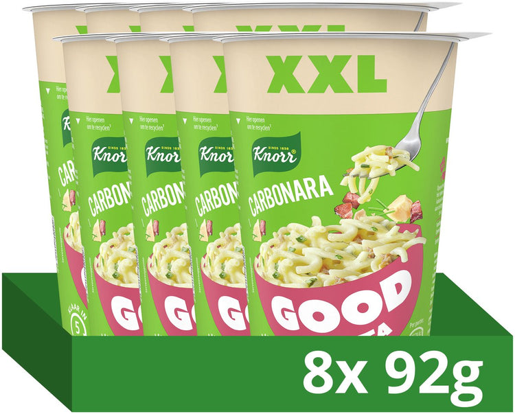 Knorr gute Pasta – Carbonara xxl – ohne künstliche Farb- und Konservierungsstoffe – 8 x 92 g