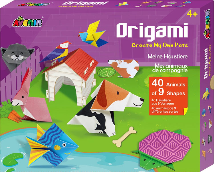 Avenir Origami: meine eigenen Haustiere, 40 Faltblätter, 8 Modelle, im Karton, 4+