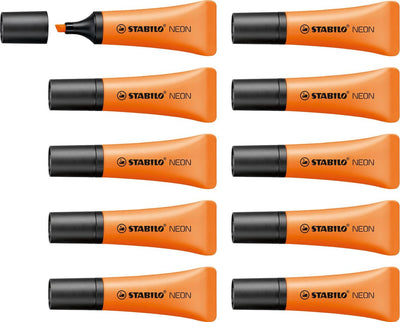 Stabilo Neon - Textmarker - Orange - einzigartige Tubenform - Box mit 10 Stück
