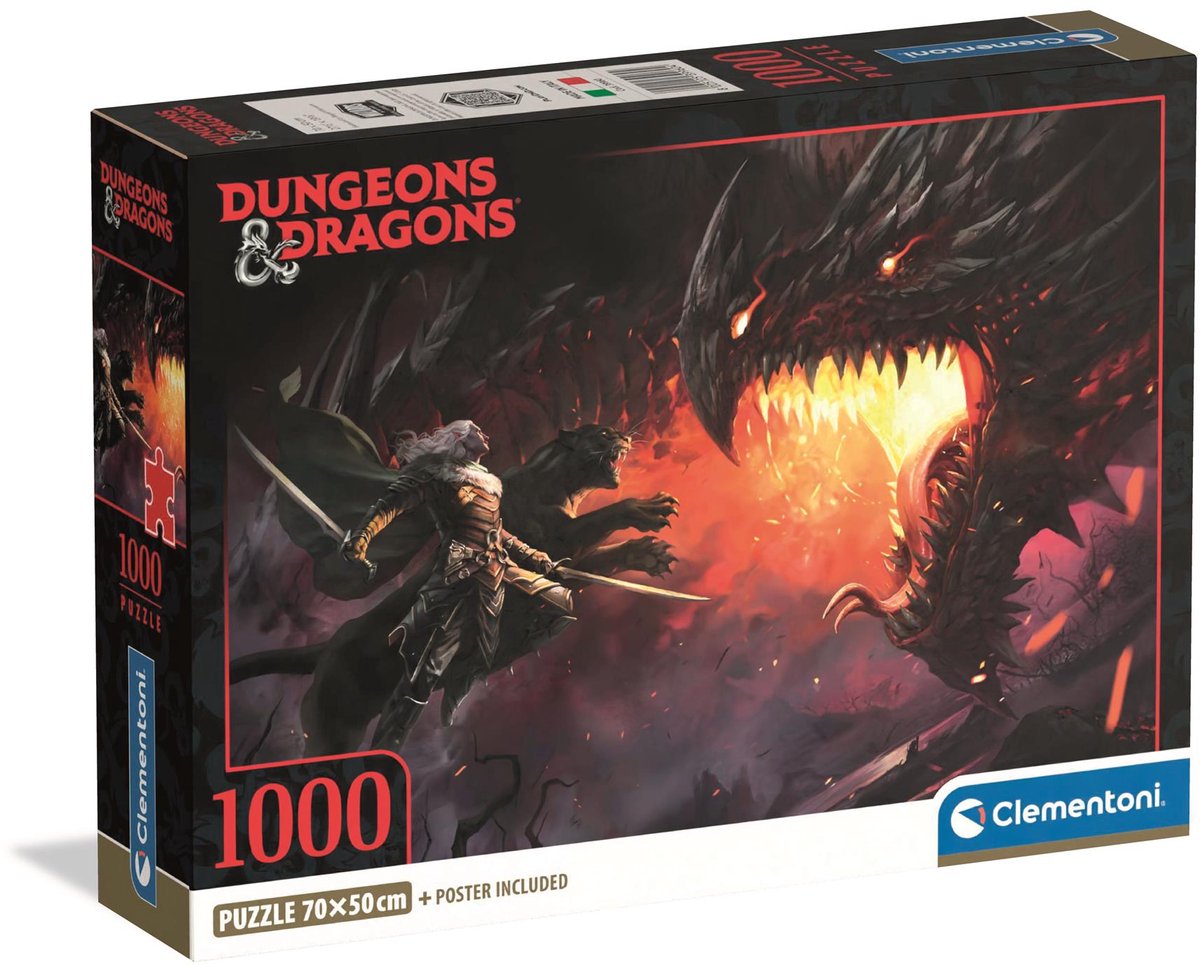 Clementoni – Puzzle – 1000 Teile – Dungeons Dragons Compact Box 2025 – Puzzle für Erwachsene