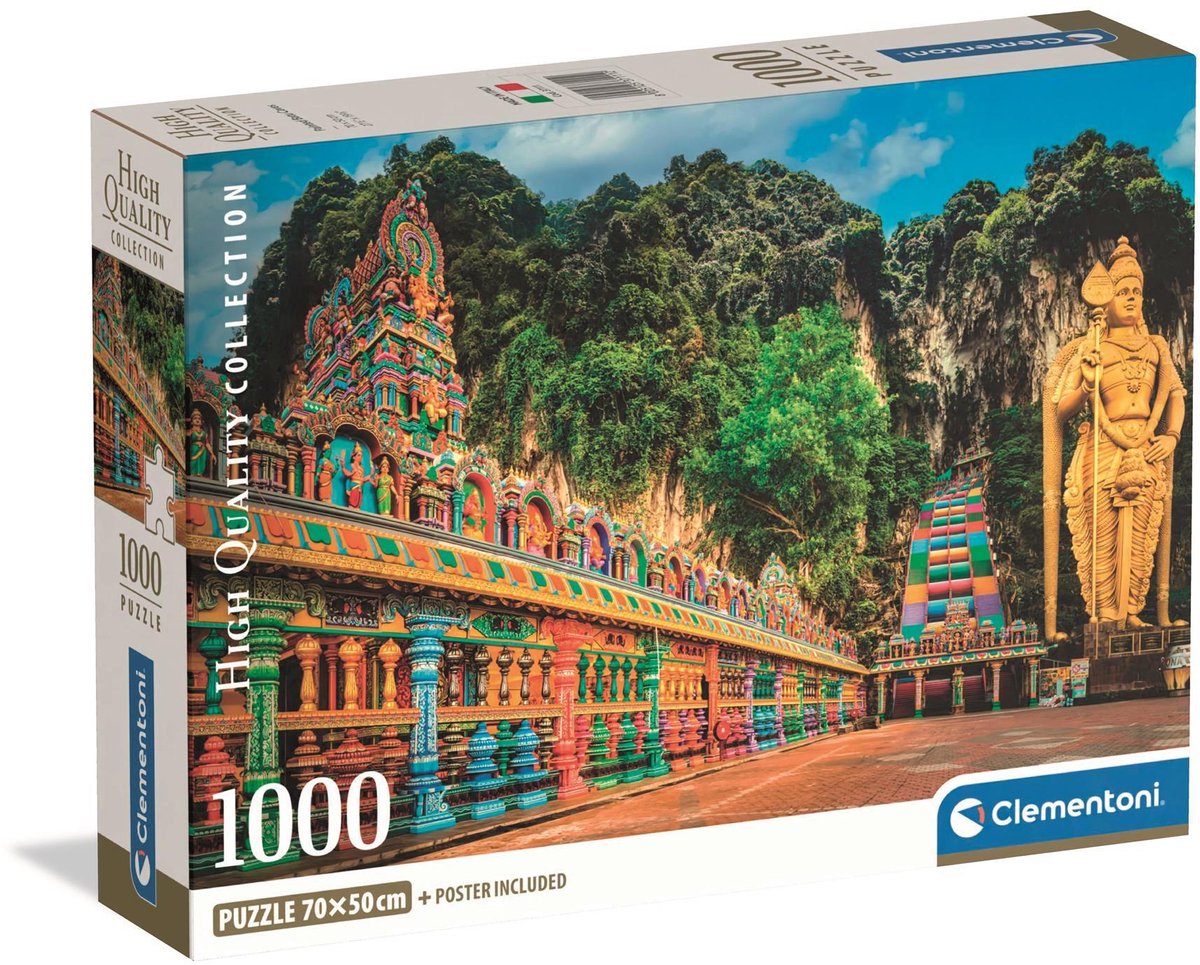 Clementoni-Puzzle, bemalte Batu-Höhlen, 1000 Teile, Erwachsene.
