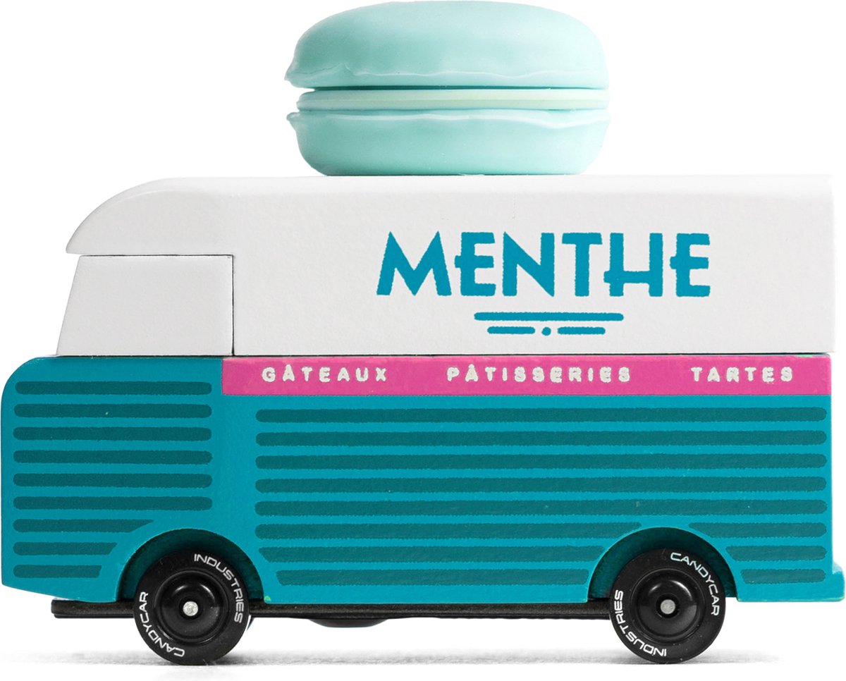 Candylab Spielzeugbus Macaron aus blauem Retro-Van aus Holz.