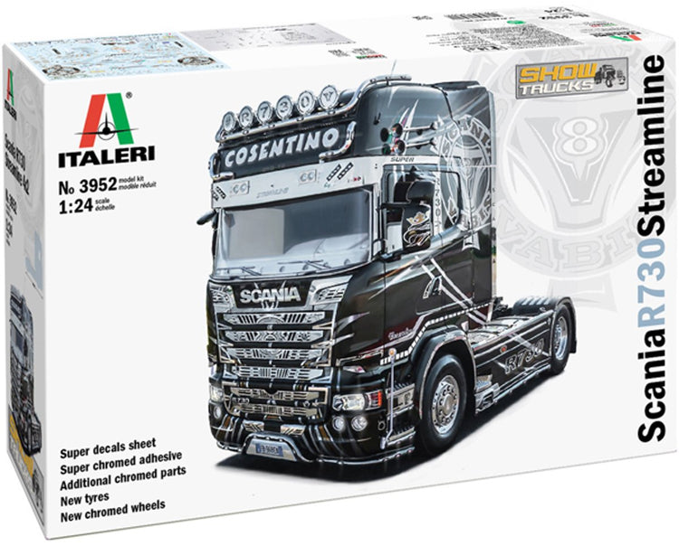 Italeri Modellbausatz LKW – 3952 Scania R730 V8 Streamline – Show Truck Kunststoff – 1:24 – Modellbau