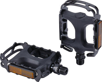 BBB Cycling Mount Go 2.0 Fahrradpedale Citybike, MTB E-Bike Pedal – universell – langlebige Plattformpedale mit Reflektoren – schwarz – Fahrradpedale – BPD-15B