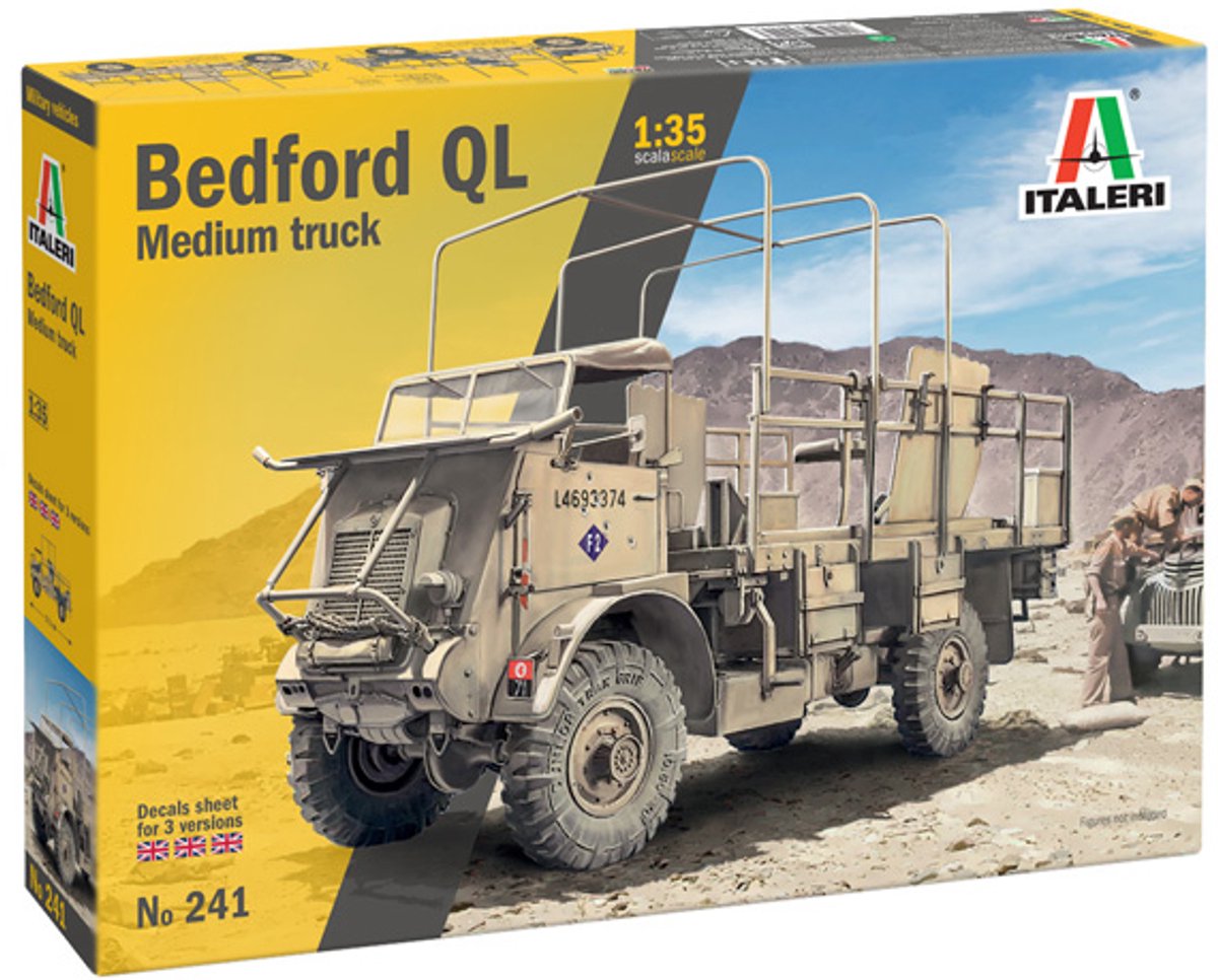 Italeri Modellbausatzauto – 0241 Bedford QL – mittlerer LKW aus Kunststoff – 1:35 – Modellbau