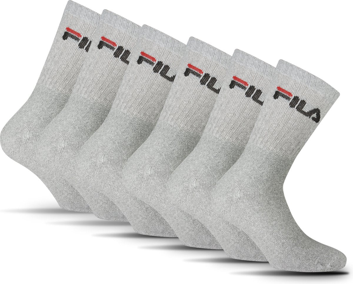 Fila Crew Sportsocken – Größe 35 38 – 6er-Pack – Grau