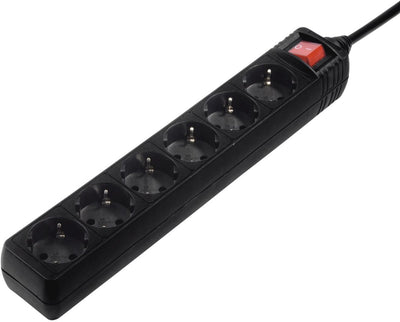 Hama Steckdosenleiste mit Schalter - 6-fach - 5m Kabel - Schwarz