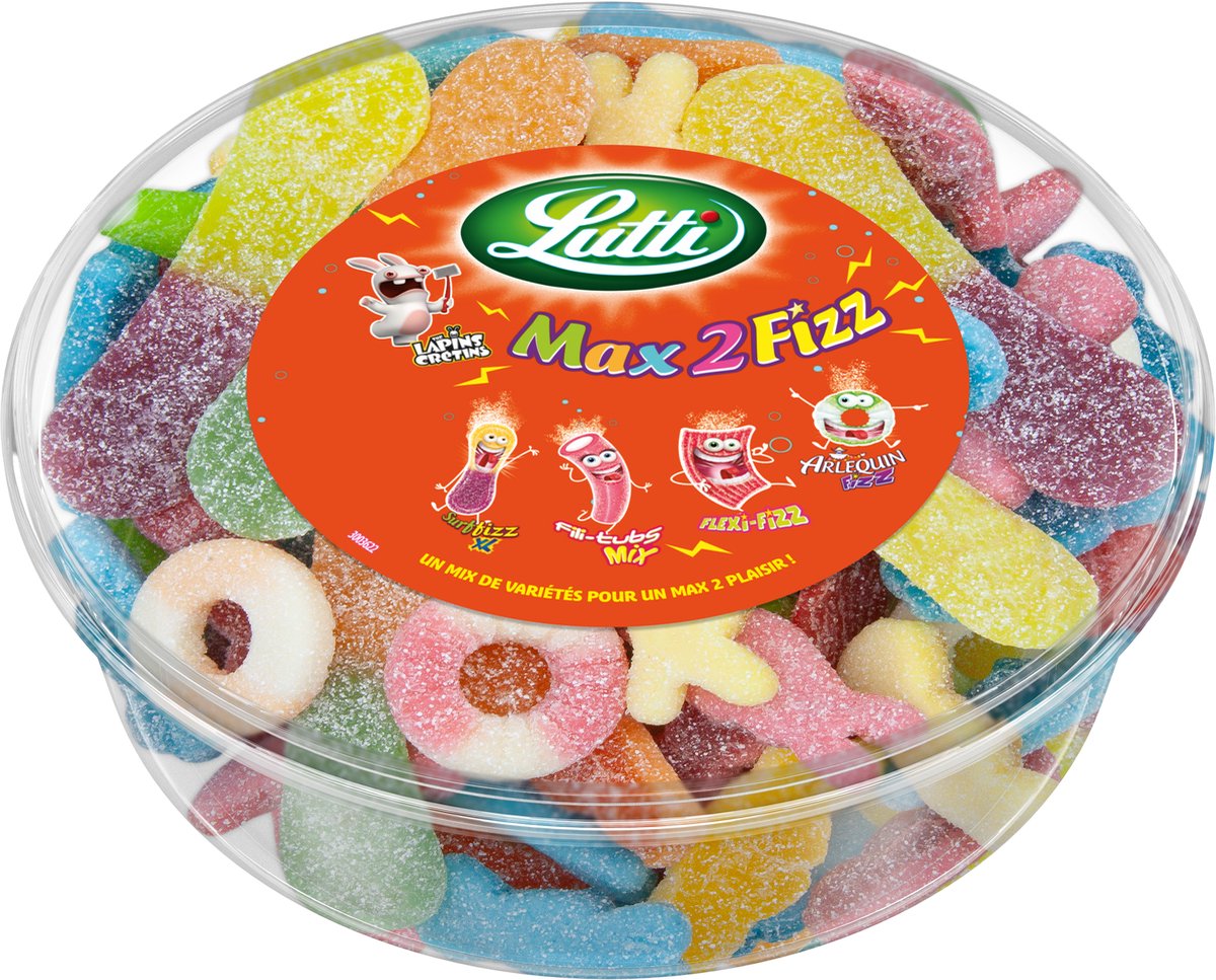Lutti - max2fizz - saure Bonbons - Tube - 500g