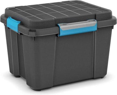 Kis Scuba-Aufbewahrungsbox M – 45 l – 39 x 49,5 x 34 cm – schwarz-blaue Clips
