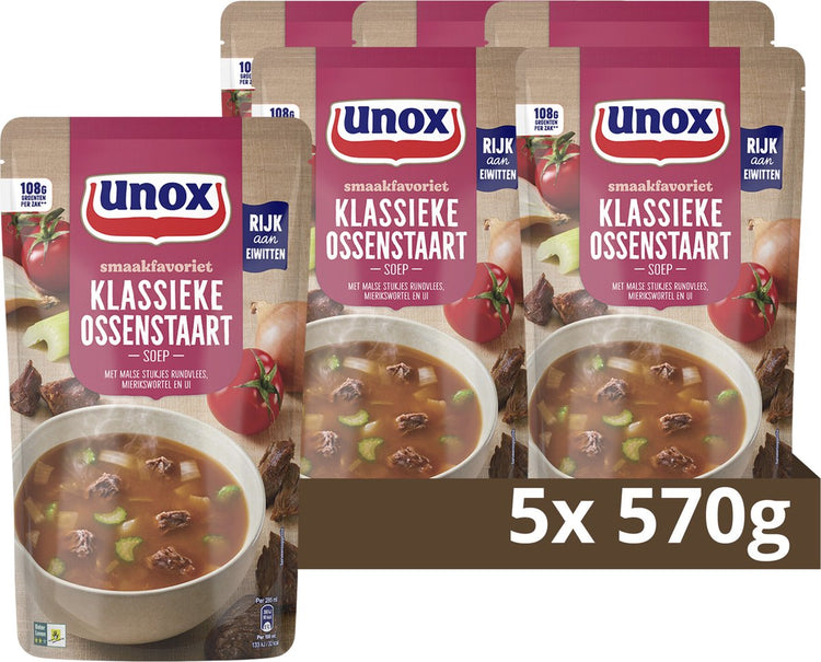 Unox - Suppe im Beutel - klassische Ochsenschwanzsuppe - 5 Beutel x 570 ml