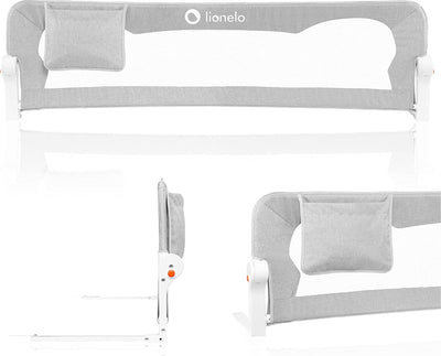 Lionelo Eva-Bettgitter – Sicherheitsbarriere bis 27 kg – 180° faltbar – 150 cm breit – robuster Aluminiumrahmen – sicherer Gurtstandsichere Blockade – für Kinder von 18 Monaten bis 5 Jahren