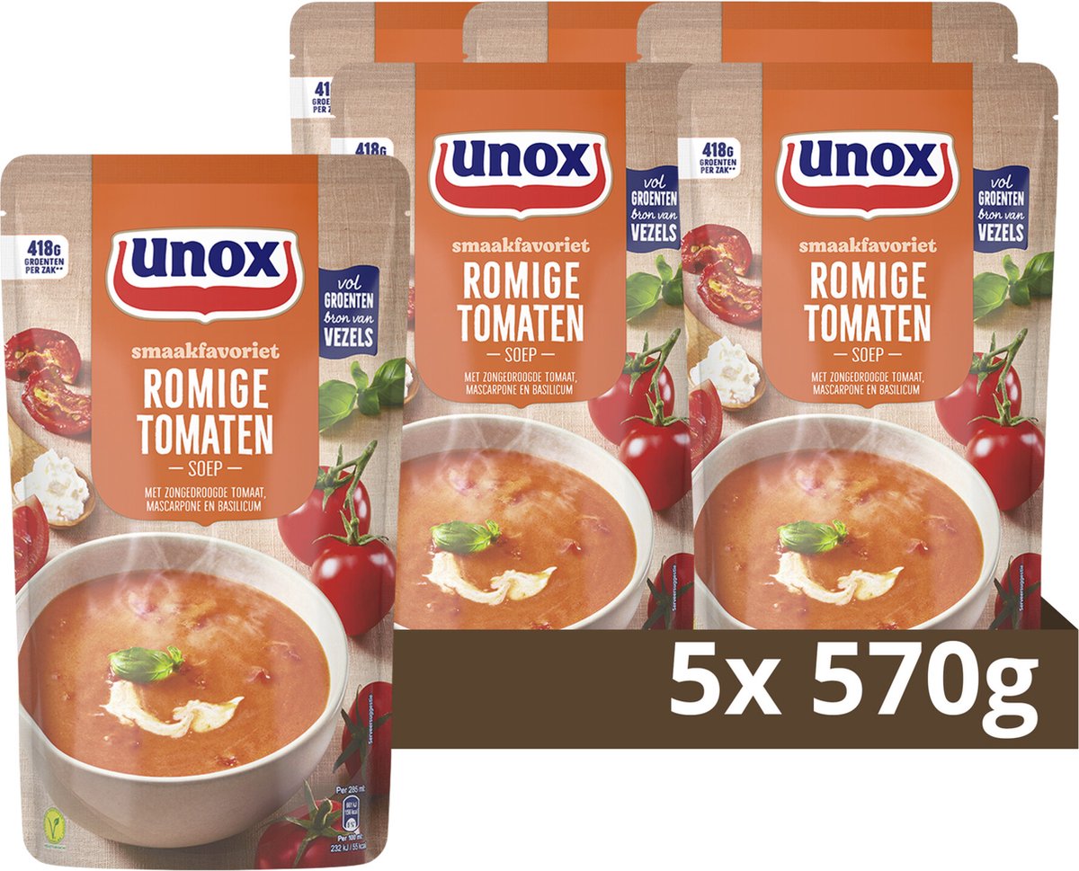 Unox - Suppe im Beutel - cremige Tomatensuppe - 5 Beutel x 570 ml