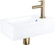 Differnz Force Brunnenset - Keramik - Wasserhahn gerade mattgold - 40 x 22 x 11,5 cm
