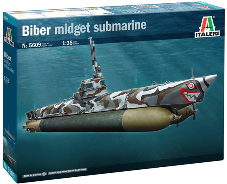 Italeri Modellbausatz Militärfahrzeuge – 5609 U-Boot Biber – Miniatur-U-Boot Biber-Klasse aus Kunststoff – 1:35 – Modellbau