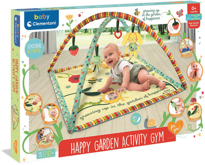Clementoni – Baby Garden of Happiness Spielmatte – Aktivitätsspiel-Gym – Baby-Fitnessstudio mit Spielbogen – ab 0 Monaten