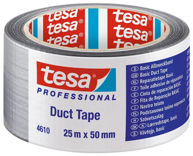 Tesa Professional 4610 Serie – Polypropylenband – 25 m x 50 mm – Silber matt