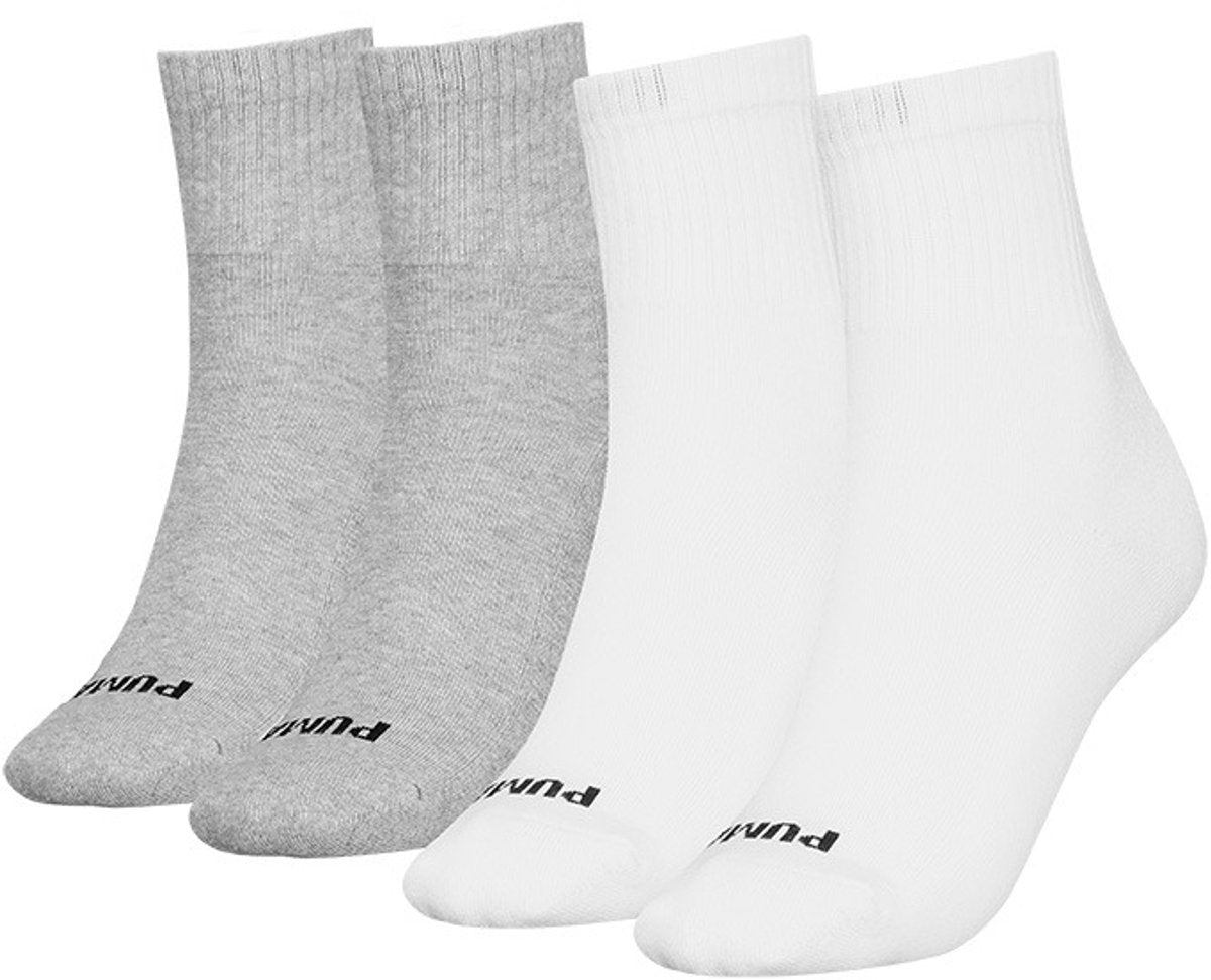 Puma Damen 4p halbhohe Socken Herz weiß grau