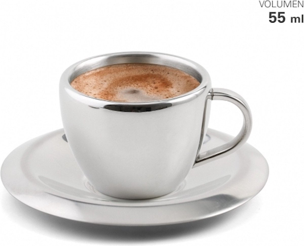Karl Weis - Tasse und Untertasse - Espresso - Edelstahl