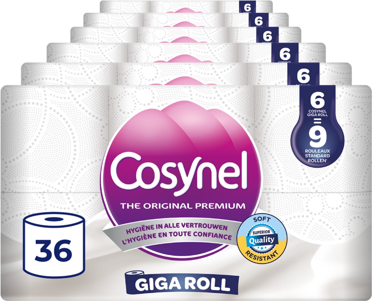 Cosynel Toilettenpapier 36=54 Rollen – Giga-Rolle weiß – 3-lagig – Vorteilspack