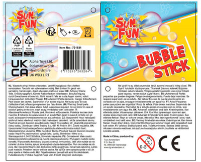 Sun Fun Bubble Blow Stick 120 ml 37 cm, 24st.