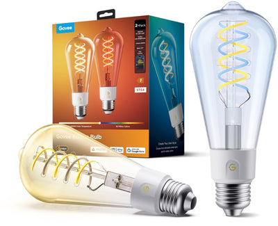 Govee Smart Edison-Glühlampe E27 Matt RGB-Farben und Warmweiß – RGBWW – ST19 – 2er-Pack