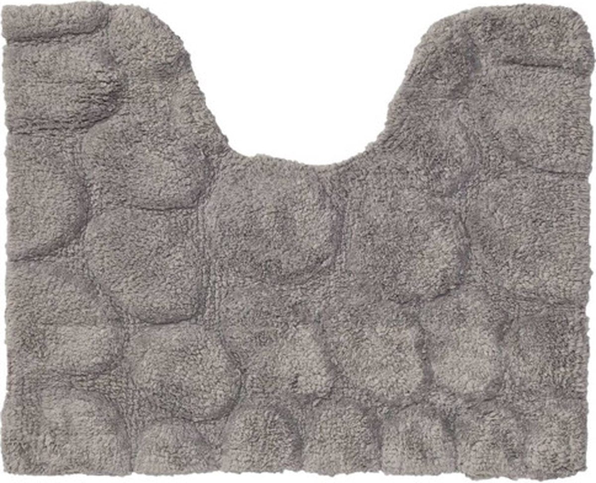 Sealskin-Toilettenvorleger mit Kieselsteinen, 50 x 60 cm, Baumwolle, Grau