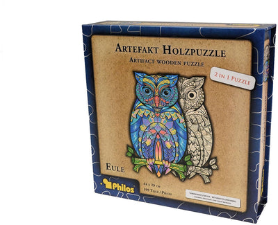 Philos Holzpuzzle Tiere 2 in 1 Eule 199 Teile Puzzle.