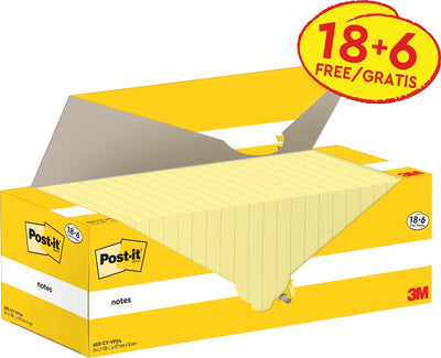 Post-it-Notizblock, 3 m, 655-cy, 76 x 127 mm, gelbe Vorteilspackung