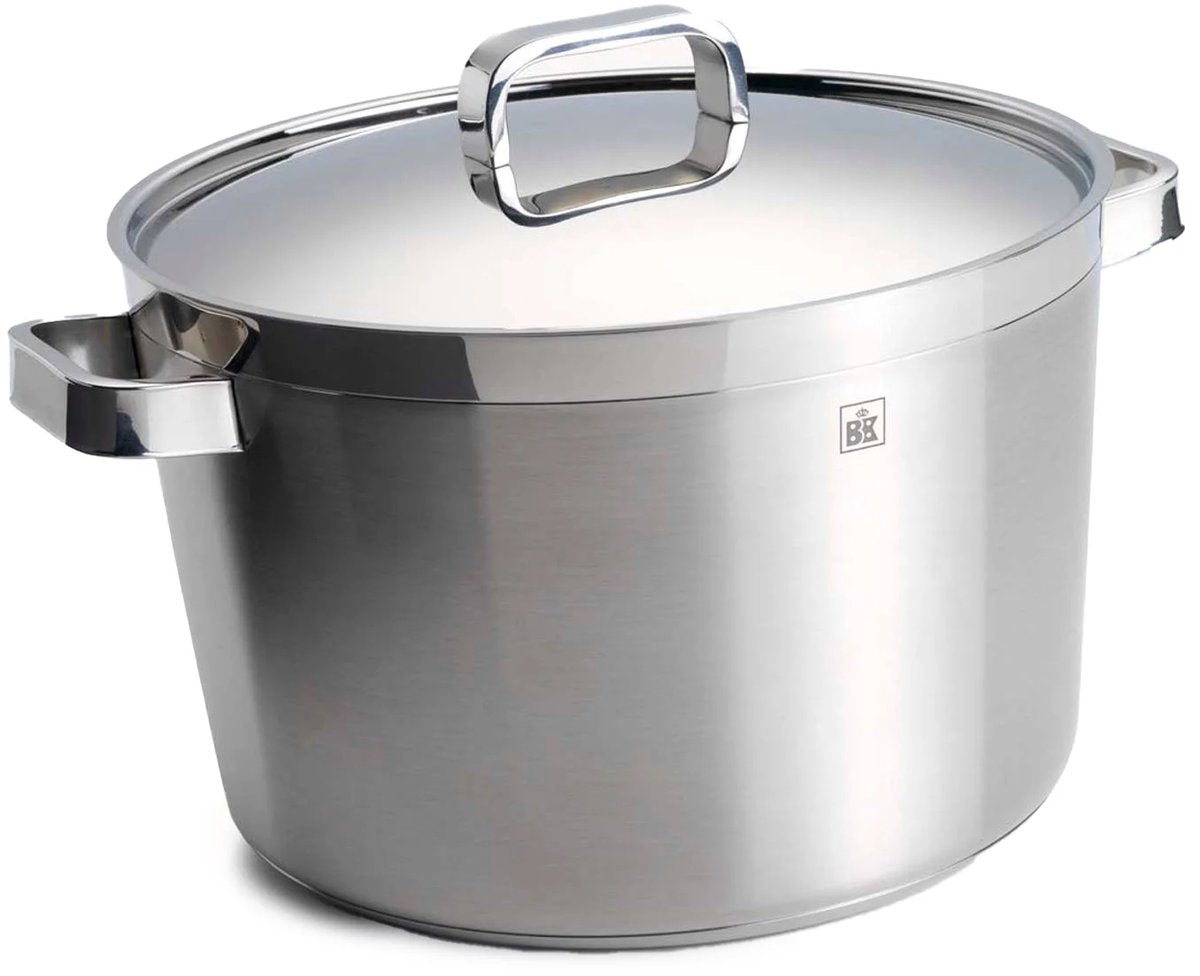 Konische BK-Kochpfanne 24 cm – 6 l – ohne PFAS-freie Antihaftbeschichtung – Induktionskochpfanne – Keramikpfanne – ofenfest bis 230 °C – Kaltgriff – Silber