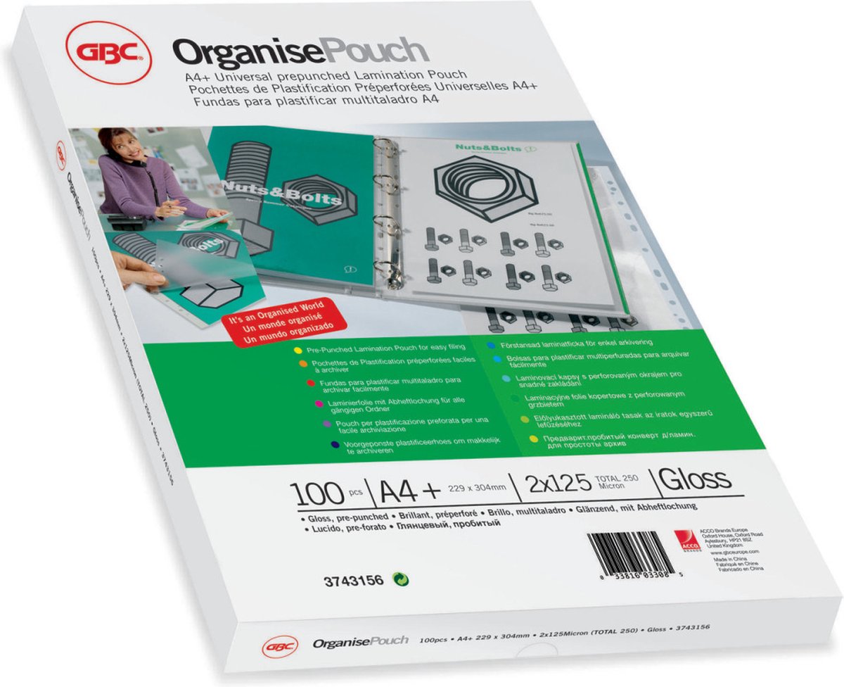 GBC Laminierfolien-Organizer – A4 2 x 75 Mikron – Packung mit 25 Stück