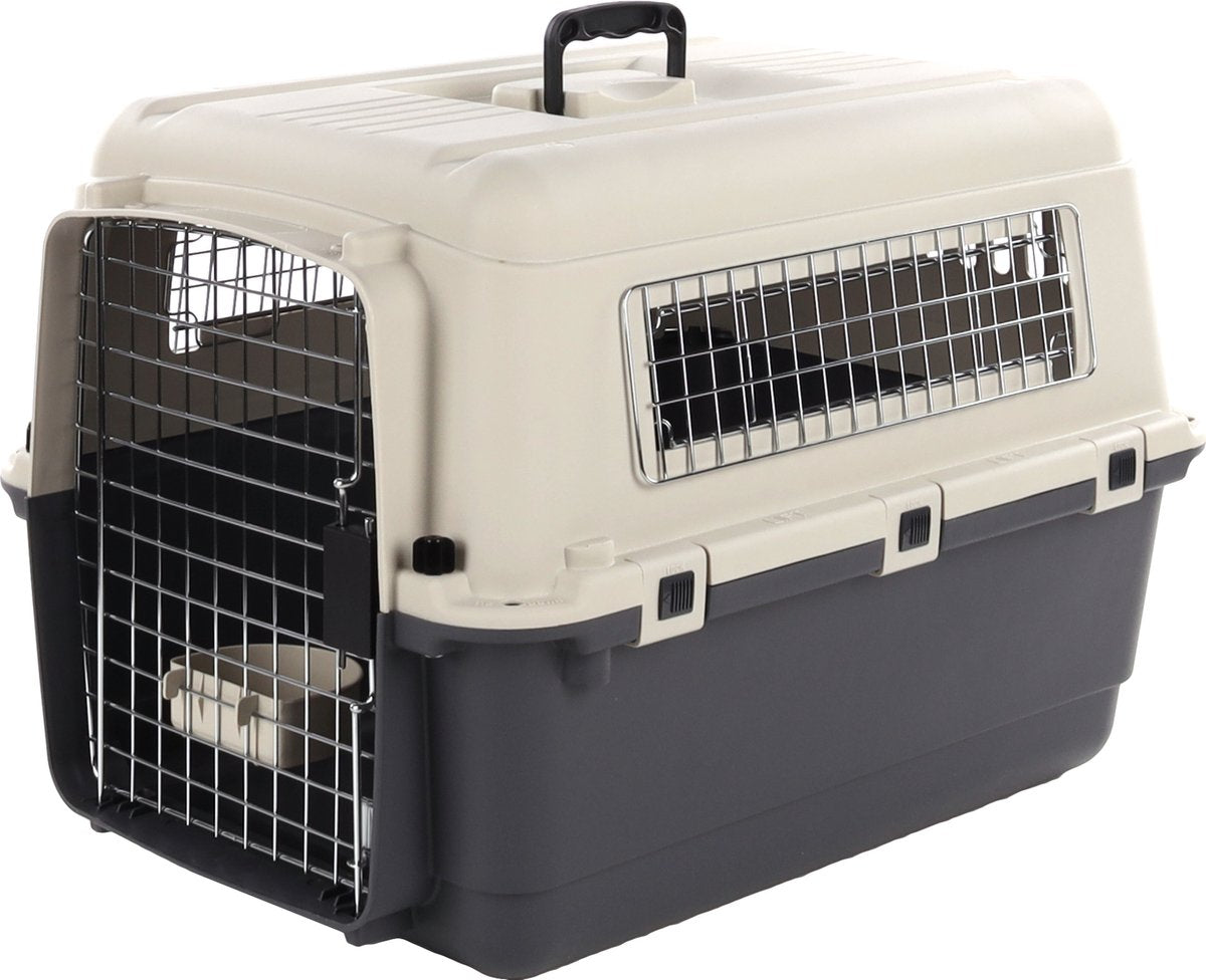 Flamingo Transportbox Hund m 67×53×47 cm – Transportkäfig Nomad dunkelgrau