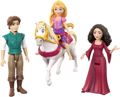 Mattel Disney Prinzessin Rapunzel Figuren-Set mit 3 kleinen Puppen und Pferd