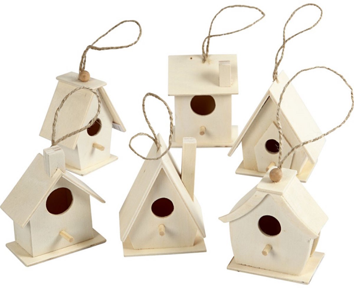 Kreativfirma Vogelhuis Wood 7cm, 6st.