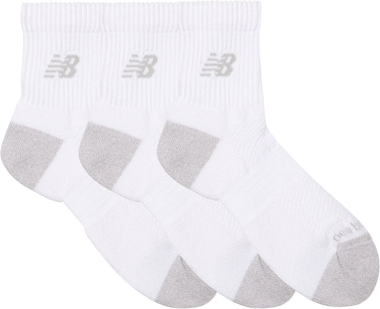 New Balance Active QTR Socken 3er-Pack Unisex-Sportsocken – Weiß