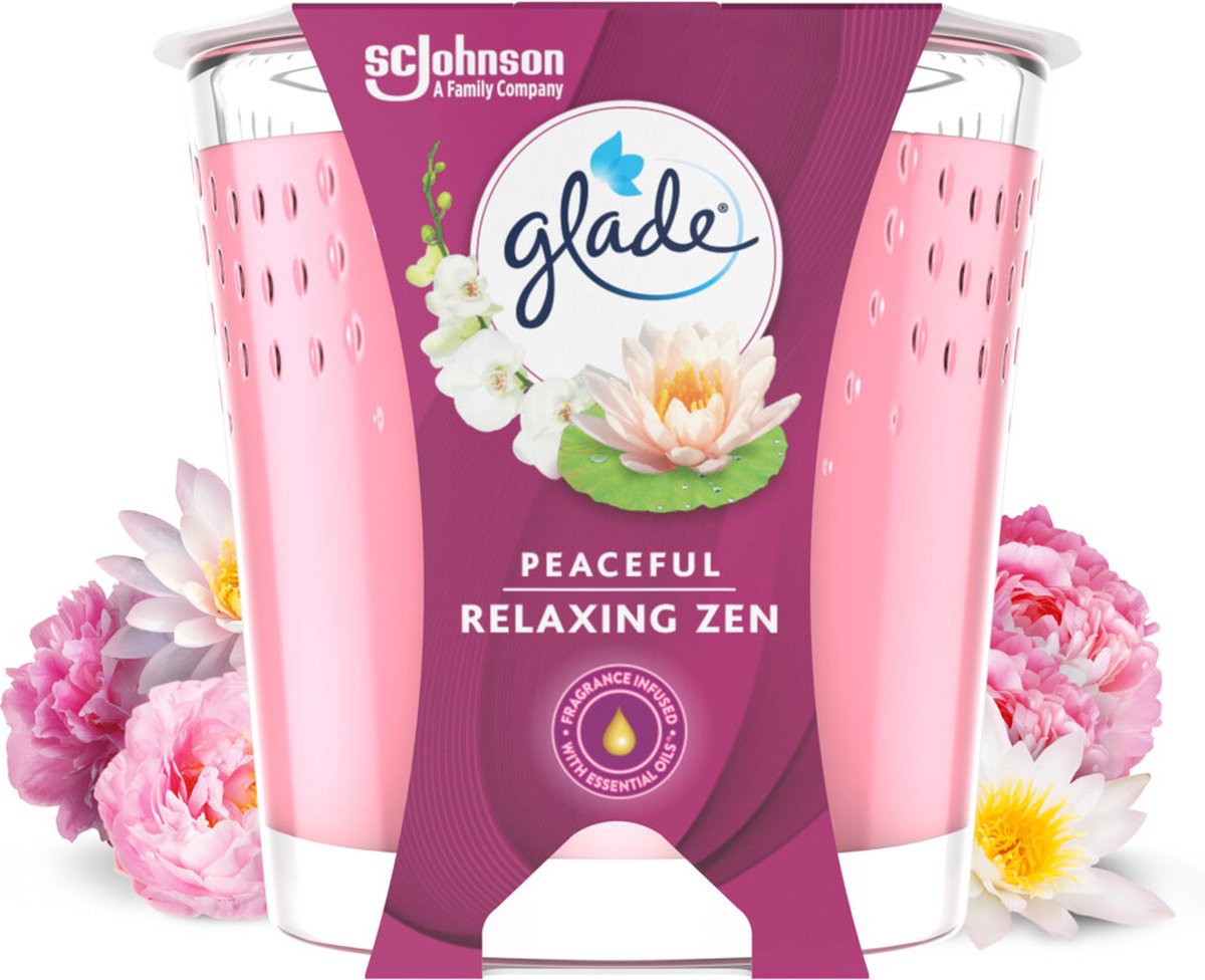 Glade Duftkerze entspannender Zen 100 % Rapswachs – 112 g