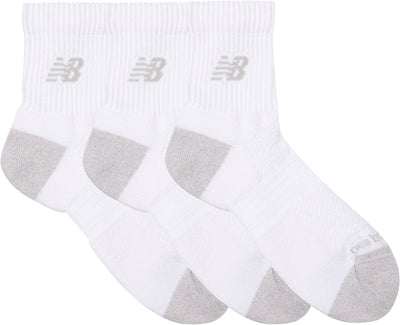 New Balance Active QTR Socken 3er-Pack Unisex-Sportsocken – Weiß
