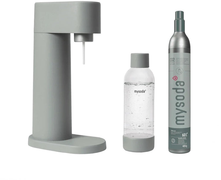 Mysoda Waldtaube – Sprudelwasserbereiter aus ökologischem Biokomposit – inklusive CO2-Zylinder-Wasserflasche