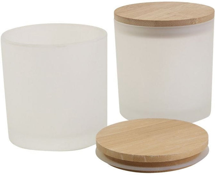 Glasgläser mit Holzdeckel, H: 9 cm, D 8 cm, dumm 8 cm, 315 ml, 12 Stück 1 Box